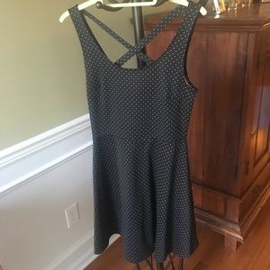 Black Cross Back Polka Dot Dress